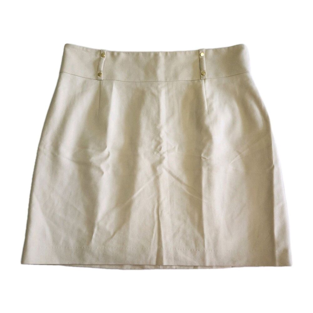 Antonio Melani Cream Mini Skirt Neutral Office Siren Minimalist SZ 14